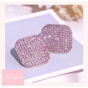 BEAUTIFUL Pink Crystal  Square Studs Fancy Festive Party Glam